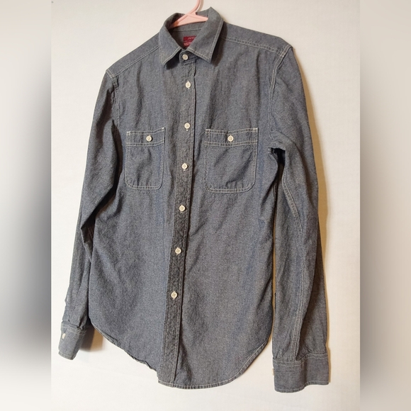 Menora Denim Shirt, Men's Long Sleeve Chambray Denim Shirt, Size Small - Picture 4 of 8